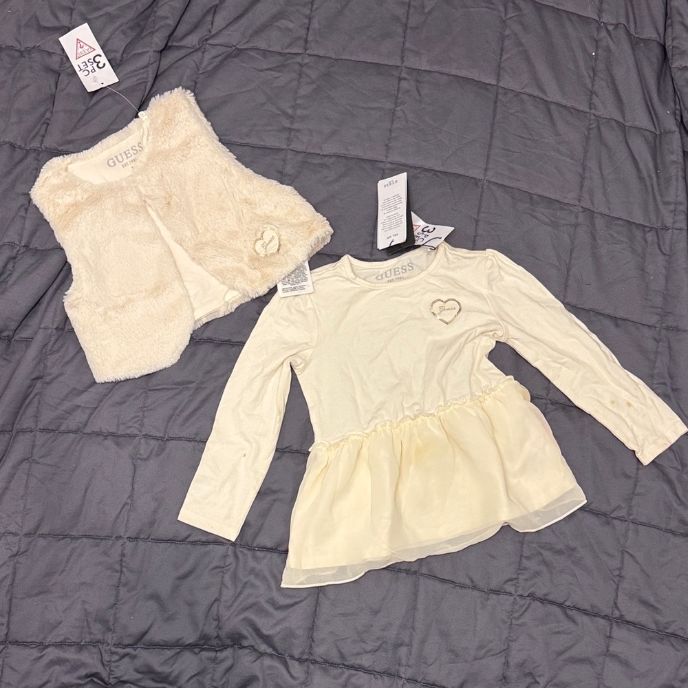 Guess Ivory Long Sleeve Top with Vest